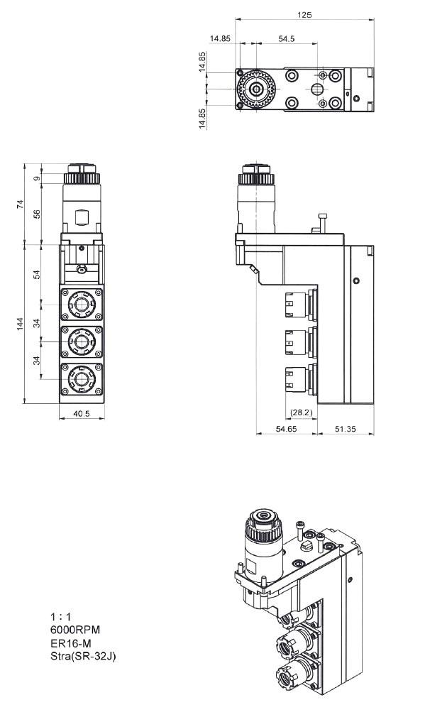 STAR 3-Spindle Drilling-Milling head ER16M for SR32J (671-51
